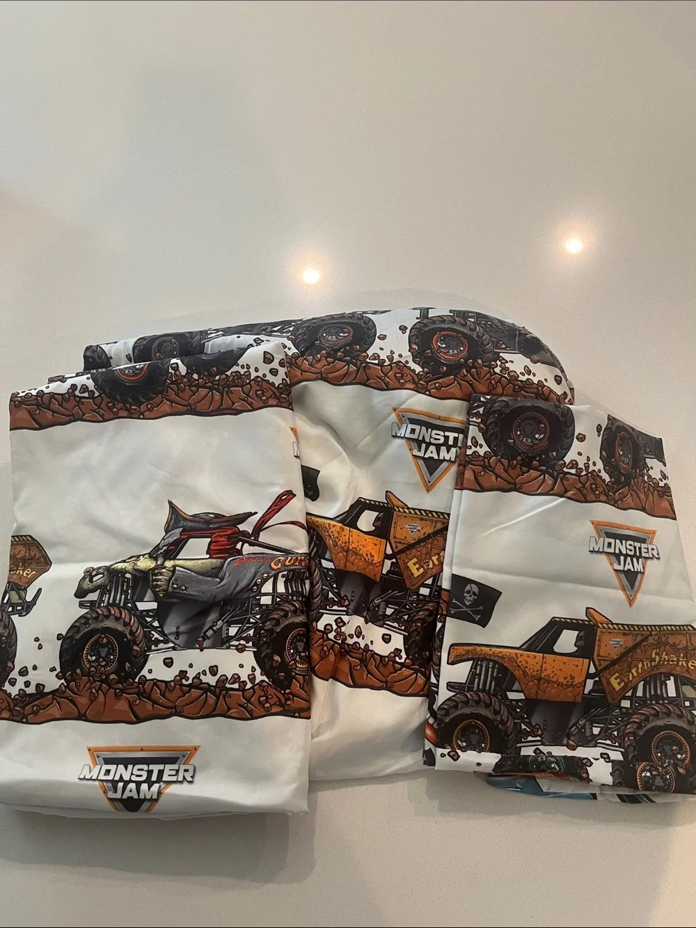 Monster Jam Kids Twin Sheet Set - fitted, flat, and pillowcase